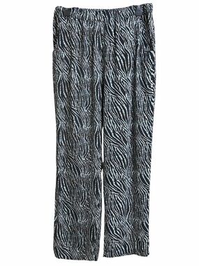 Kim Rogers Black, White & Teal Abstract Print Pants. EC. Size large
